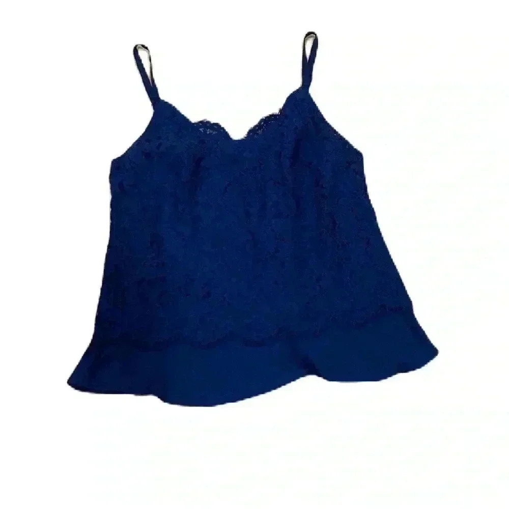 White House Black Market Lace Tank Sleeveless Blouse Top Royal Blue Sz. 0 - Picture 2 of 6